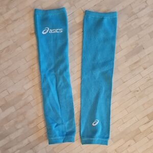 Asics Teal Athletic Arm Sleeves with White Logos